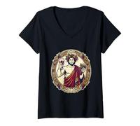 Femme Dionysos Mythologie Grecque Dieu Wine T-Shirt avec Col en V