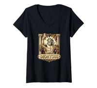 Femme Dionysos Mythologie Grecque Dieu Wine T-Shirt avec Col en V