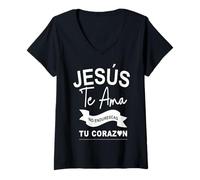 Femme Dios Te AMA Con Amor eterno, Ya no endurezcas más tu corazón T-Shirt avec Col en V