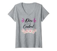 Femme Dios Tiene El Control T-Shirt avec Col en V