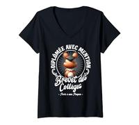 Femme Diplôme Brevet des Collèges avec Mention jeune fille femme T-Shirt avec Col en V