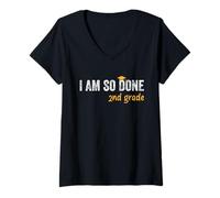 Femme Diplômé de 2e année I Am So Done Funny Kids Graduation T-Shirt avec Col en V