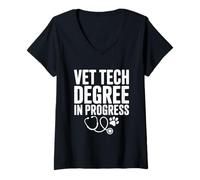 Femme Diplôme de Technologie vétérinaire en Cours pour Amoureux des Animaux drôles T-Shirt avec Col en V