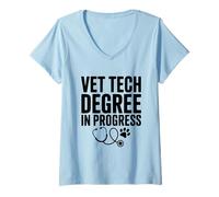Femme Diplôme de Technologie vétérinaire en Cours pour Amoureux des Animaux drôles T-Shirt avec Col en V