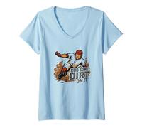 Femme Dire d'amour drôle sur Le Baseball : Frottez de la Terre Dessus T-Shirt avec Col en V