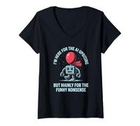 Femme Dire drôle AI Uprising Principalement Drôle Absurdité Robot Joke T-Shirt avec Col en V