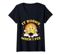 Femme Dire Drôle ça Brûle Quand Je Fais Pipi! Sarcastique, T-Shirt avec Col en V
