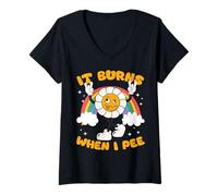 Femme Dire Drôle "ça Brûle Quand Je Fais Pipi"! Sarcastique, T-Shirt avec Col en V