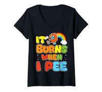 Femme Dire Drôle "ça Brûle Quand Je Fais Pipi"! Sarcastique, T-Shirt avec Col en V