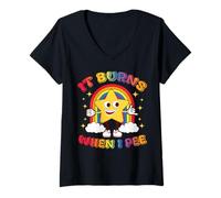 Femme Dire Drôle ça Brûle Quand Je Fais Pipi! Sarcastique, T-Shirt avec Col en V