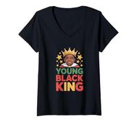 Femme Dire drôle de Jeunes Stars de Black King Crown T-Shirt avec Col en V