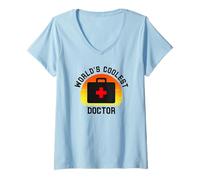 Femme Dire drôle de médecin médecin Le Plus Cool du Monde T-Shirt avec Col en V