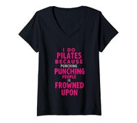 Femme Dire drôle de Pilates Parce Que Les Gens Ont Mal vu Le Coup de Poing T-Shirt avec Col en V