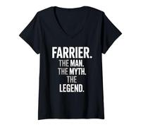 Femme Dire drôle Farrier The Man The Myth The Legend Women Men T-Shirt avec Col en V