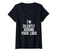 Femme Dire Sarcastique en Silence Juger Votre Logo T-Shirt avec Col en V