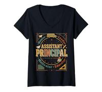 Femme Directeur Adjoint rétro Appréciation des directeurs adjoints T-Shirt avec Col en V