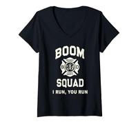 Femme Directeur de la sécurité de Funny Boom Squad, 4 Juillet, Fireworks Tech T-Shirt avec Col en V