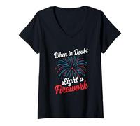 Femme Directeur des Feux d'artifice en Cas de Doute, allumez Un feu d'artifice Le 4 Juillet T-Shirt avec Col en V