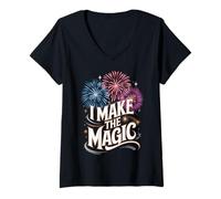 Femme Directeur des Feux d'artifice I Make The Magic Fireworks T-Shirt avec Col en V