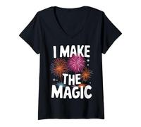 Femme Directeur des Feux d'artifice I Make The Magic T-Shirt avec Col en V
