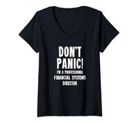 Femme Directeur des systèmes Financiers T-Shirt avec Col en V