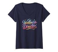 Femme Directeur du Bien-ÊTRE Kawaii PTA P.E Gym Retreat PT Workout Club T-Shirt avec Col en V