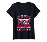 Femme Director of Nursing Crazy Enough to Love It Nurse T-Shirt avec Col en V