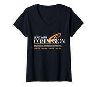 Femme Dirigez avec Compassion - Typographie Urbaine et Streetwear T-Shirt avec Col en V