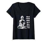 Femme Dirigez Votre Esprit ou il Vous dominera T-Shirt avec Col en V
