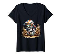 Femme Dirt Bike Motocross Dad Gnome Takes A Curve Trough The Dirt T-Shirt avec Col en V
