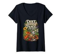 Femme Dirt Under My Nails de Pouce Vert de Jardinier de Potager T-Shirt avec Col en V