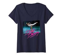 Femme Dirty Dancing Lake Lift Scène T-Shirt avec Col en V, Bleu Marine, XXL