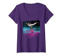Femme Dirty Dancing Lake Lift Scène T-Shirt avec Col en V, Violet, L