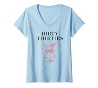 Femme Dirty Thirties in My 30s Era Filthy Martini Dirty 30 Thristy T-Shirt avec Col en V