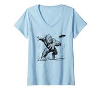 Femme Disc Golf Bigfoot Outdoor Disc Sasquatch T-Shirt avec Col en V
