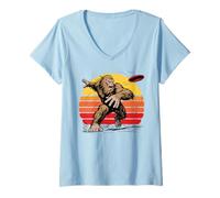 Femme Disc Golf Bigfoot Outdoor Disc Sasquatch T-Shirt avec Col en V