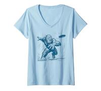 Femme Disc Golf Bigfoot Outdoor Disc Sasquatch T-Shirt avec Col en V