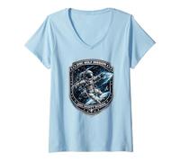 Femme Disc Golf Mission Zero Gravity Astronaute Frolf Gift Tee T-Shirt avec Col en V