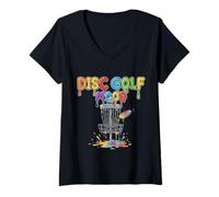 Femme Disc Golf Mood Panier À Disques Rainbow Splash T-Shirt avec Col en V