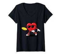 Femme Disc Golf Saint Valentin T-Shirt avec Col en V
