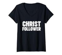 Femme Disciple du Christ T-Shirt avec Col en V