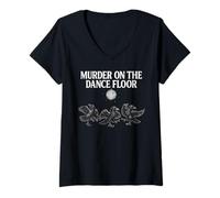 Femme Discothèque Amusante « Murder on The Dance Floor » T-Shirt avec Col en V
