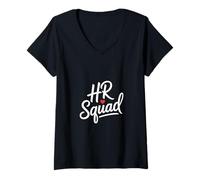 Femme Discours Amusant de l'équipe des ressources humaines avec Heart Office Women T-Shirt avec Col en V
