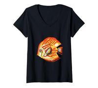 Femme Discus Fish Aquarium Discus Fish sous-Marin Cichlidés T-Shirt avec Col en V