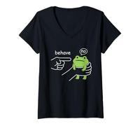 Femme Dishonest Frog Behave No Funny Frog Meme Cartoon Men Women T-Shirt avec Col en V