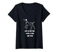 Femme Disney 101 Dalmatians "Life is Better with a Dog (or 101)" T-Shirt avec Col en V