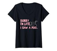 Femme Disney 101 Dalmatians "Sorry I'm Late, I Saw a Dog" Funny T-Shirt avec Col en V