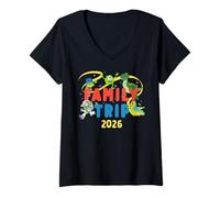 Femme Disney and Pixar Characters Vacation Party Family Trip 2026 T-Shirt avec Col en V