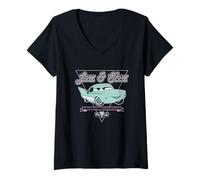 Femme Disney and Pixar’s Cars Flo Low & Slow at Flo’s V8 Café T-Shirt avec Col en V