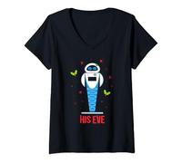Femme Disney and Pixar’s WALL-E His EVE Christmas Couples Matching T-Shirt avec Col en V